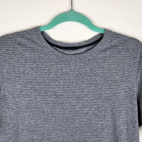 Daniel Buchler Heather Gray Striped Short Sleeve Crewneck Tee sz M - Picture 3 of 8